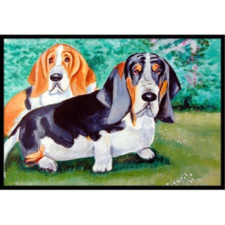 BEYONDBASKETBALL Basset Hound Double Trouble Indoor Or Outdoor Mat - 18 x 27 in. BE2549330